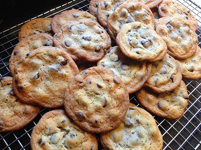 King Arthur Chocolate Chip Cookies on a wire cooling rack