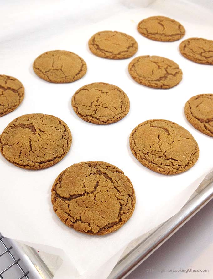 Best Gingersnaps ever. Crackly and crunchy on the outside, chewy in the center. These Gingersnaps are spicy and sweet, great with milk or a mug of chai tea.