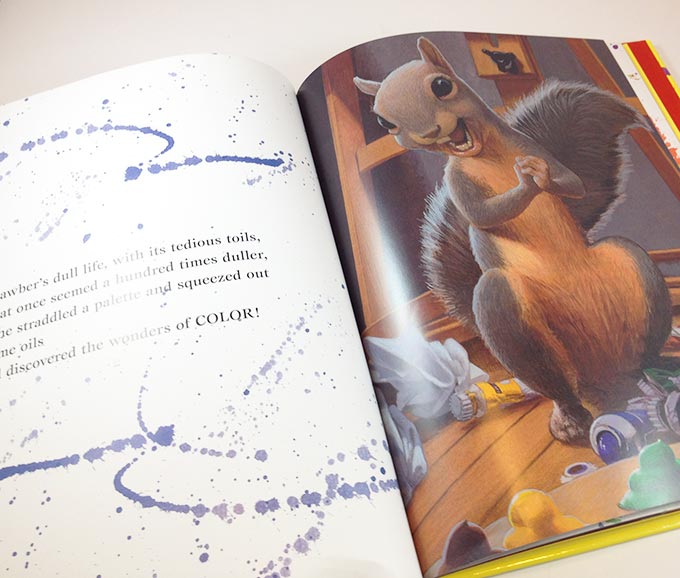Micawber. Fun picture book for artists of all ages. Micawber is a feisty squirrel in Central Park, New York. Author - John Lithgow, Illustrator - C.F. Payne