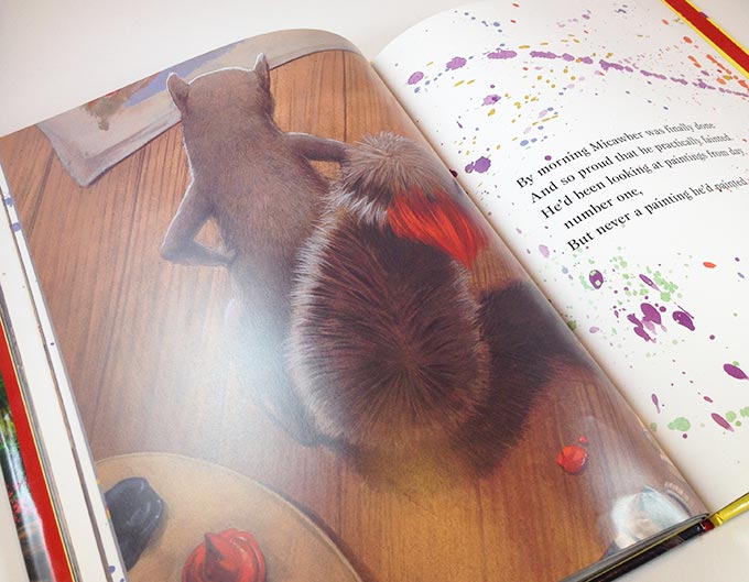 Micawber. Fun picture book for artists of all ages. Micawber is a feisty squirrel in Central Park, New York. Author - John Lithgow, Illustrator - C.F. Payne
