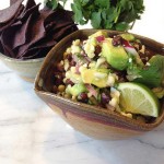 This sweet avocado lime black bean dip disappears faster than I can make it, so I always make a double batch for parties!