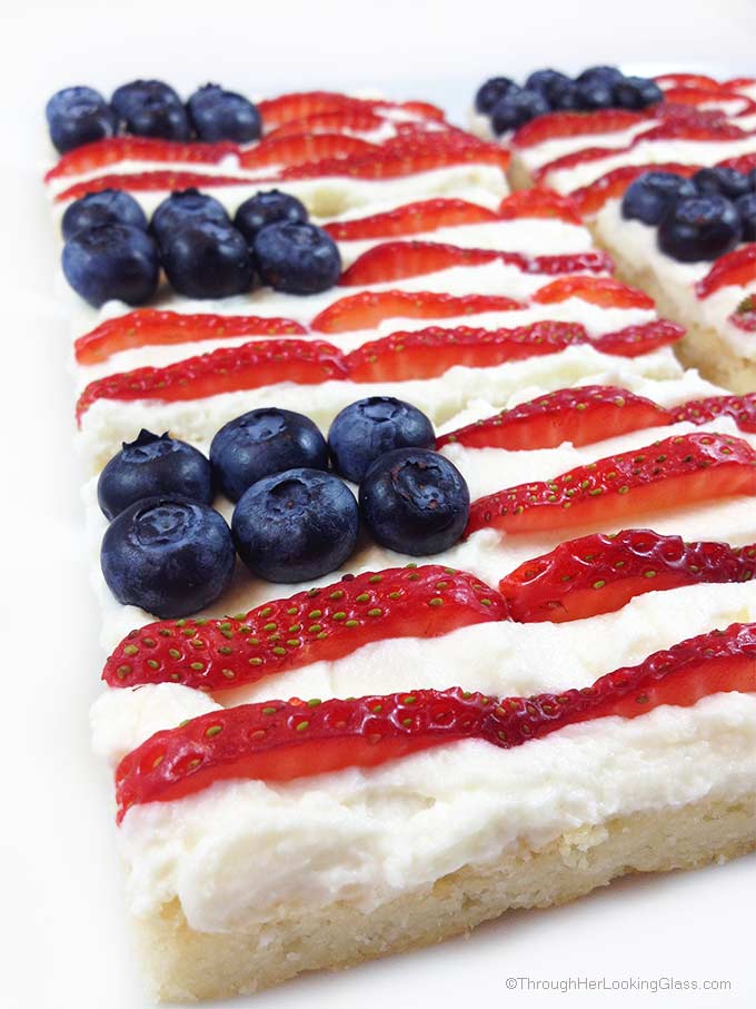 Cookout & Barbecue Inspiration. Star Spangled Berry Mascarpone Shortbread. Crunchy shortbread & summer berries. Festive & fun! Mini flag dessert for 4th of July, Labor Day & Memorial Day.