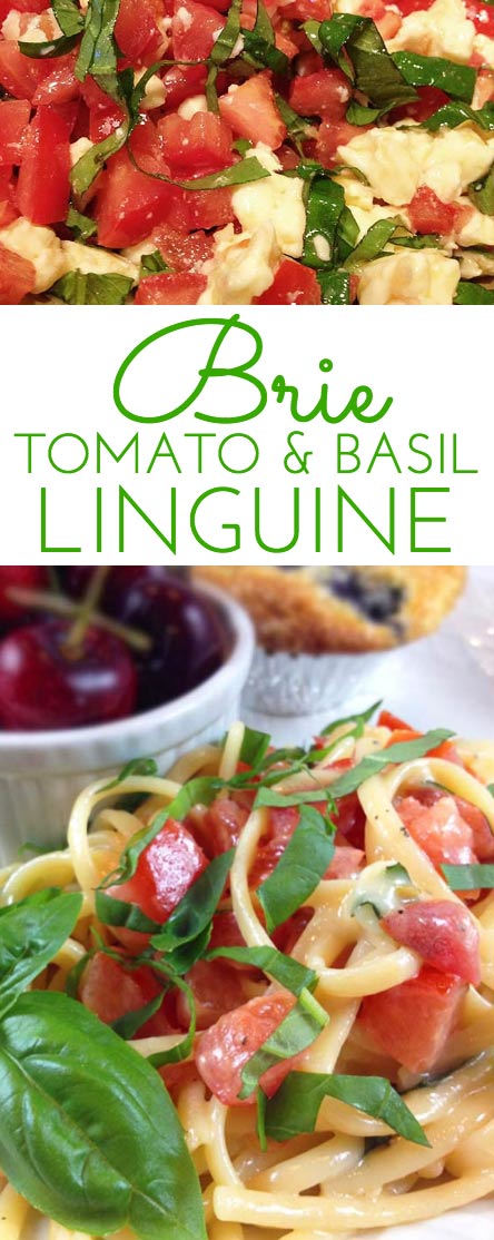 Marinated Brie Tomato & Basil Linguine. So easy. Hot linguine melts the brie, creating an unforgettably light and flavorful sauce. This is summer in a dish!