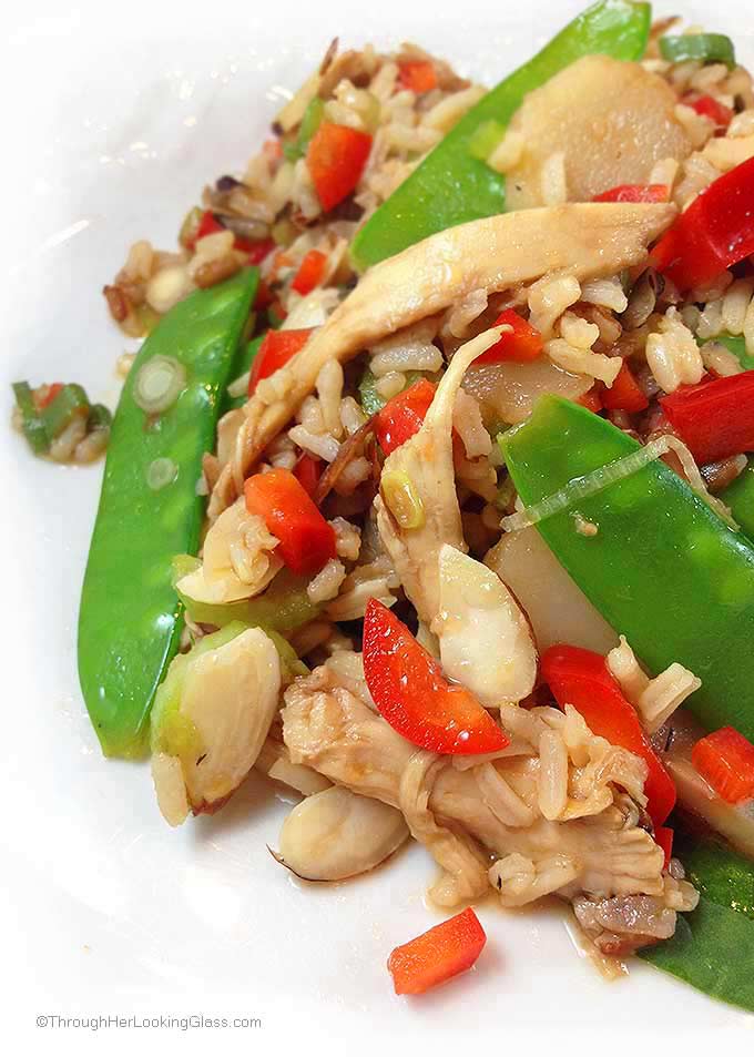 Oriental Chicken Salad. Delicious chicken and wild rice main dish salad with an oriental flair. Lots of fresh veggies and sesame hot oil for a little heat!
