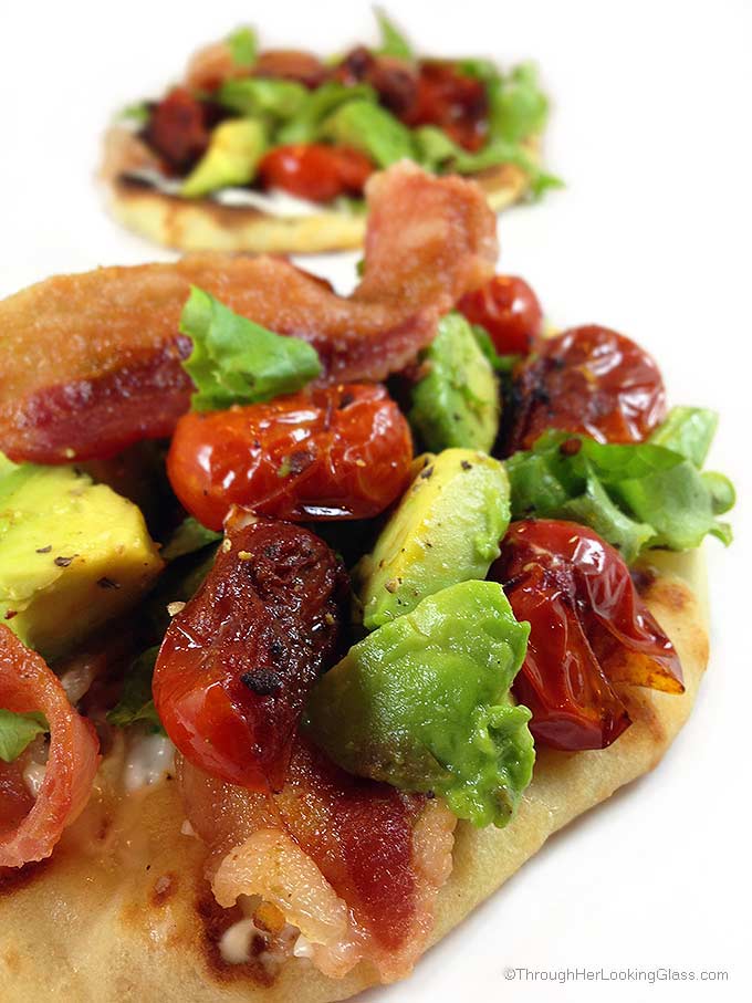 Blistered Tomato BLT Avocado Flatbread. I couldn't resist blistering the tomatoes and adding chopped avocado to this flatbread. The results were phenomenal.
