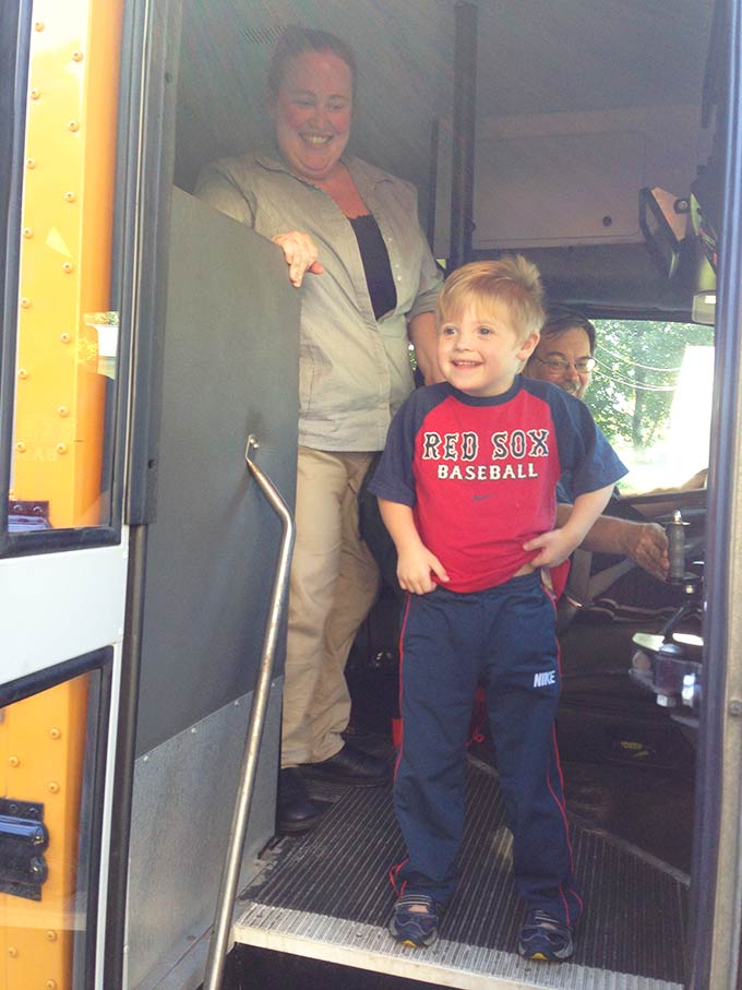 Hudson & the Yellow School Bus. Hudson is 5, has Down syndrome. I was worried about him riding the bus. This is Hudson's story of his beloved yellow bus.