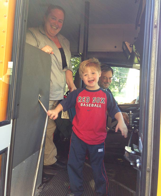 Hudson & the Yellow School Bus. Hudson is 5, has Down syndrome. I was worried about him riding the bus. This is Hudson's story of his beloved yellow bus.