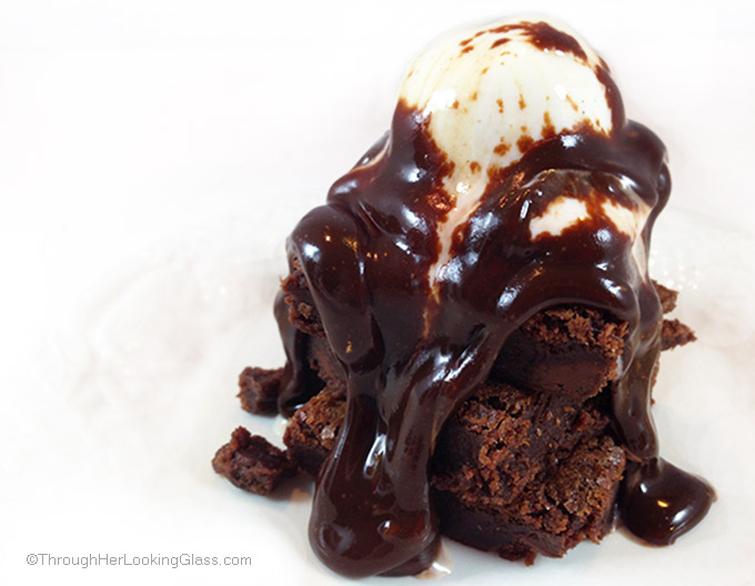 Aunt Pinkie's Famous Fudgy Brownies. A fudgy and decadent brownie. Perfect warm, topped with vanilla bean ice-cream, drenched in hot fudge sauce.