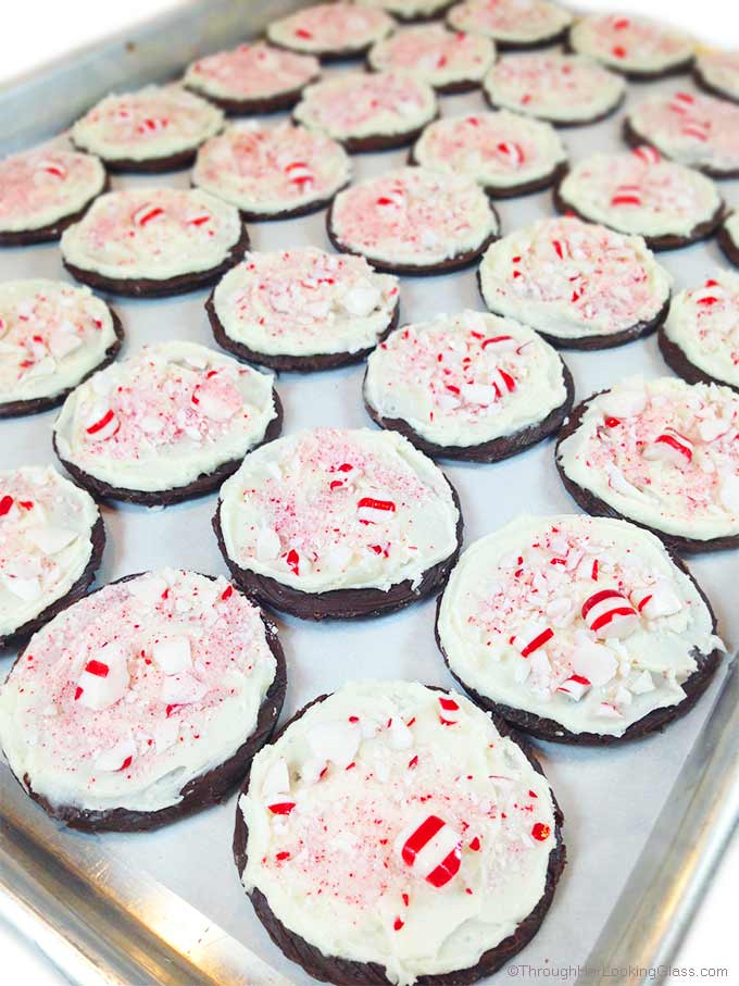 No Bake Peppermint Bark Cookies - Through Her Looking Glass