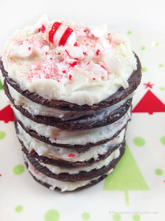 No Bake Peppermint Bark Cookies - Through Her Looking Glass