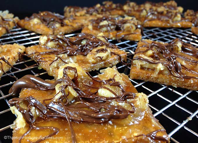 Chocolate Drizzled Toffee Squares: incredibly addictive and seriously one of the easiest bars you'll ever make. Just five ingredients you probably already have on hand.