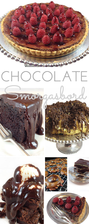 Chocolate Smorgasbord: easy, decadent chocolate recipes for all the chocolate lovers. Cake, eclair cake, brownies, turtles, chocolate cake and more!