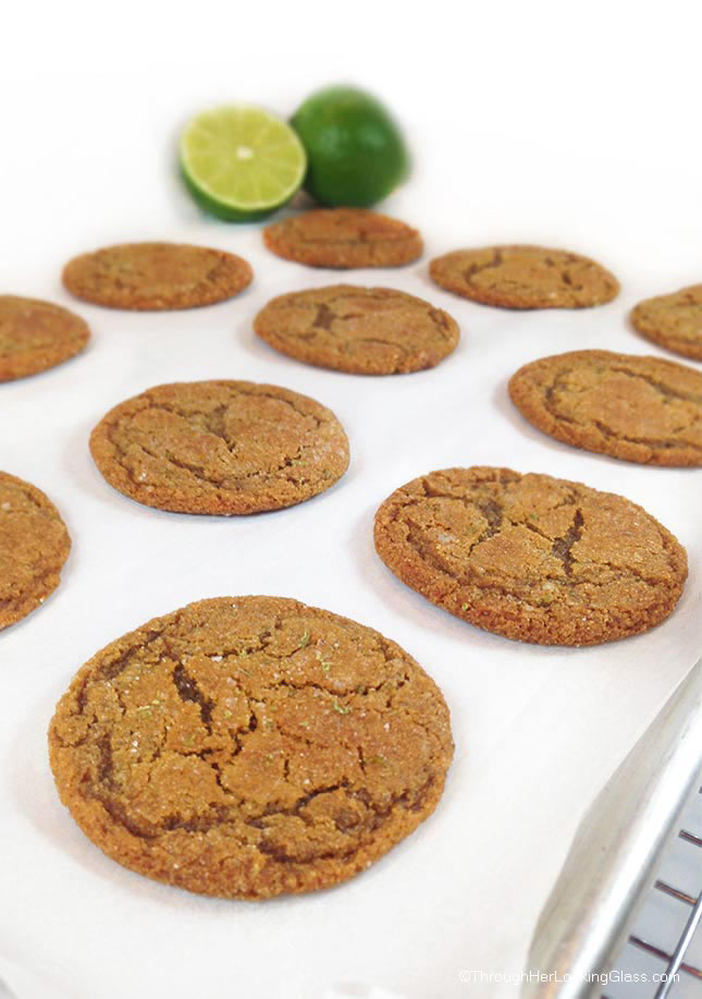 Lime Sugared Chewy Ginger Cookies: the ginger and lime zest give these cookies a tart zing, and the sugar keeps them sweet! These disappear fast!