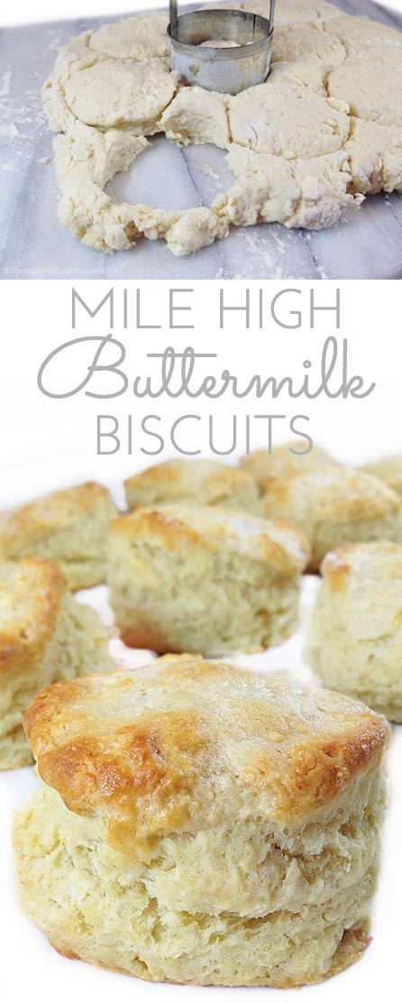 Mile High Buttermilk Biscuits. Light & flaky traditional New England biscuits that rise high. Easy to make. Yummy to eat. Butter & jam. Uh huh.