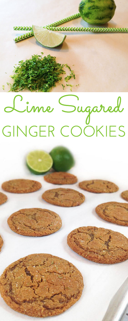 Lime Sugared Chewy Ginger Cookies: the ginger and lime zest give these cookies a tart zing, and the sugar keeps them sweet! These disappear fast!