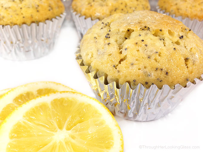 Bakery Lemon and Poppy Seed Muffins are tender, caky bakery-style muffins with cracked & sugary crunchy tops. W/vanilla & almond extracts and lemon zest.