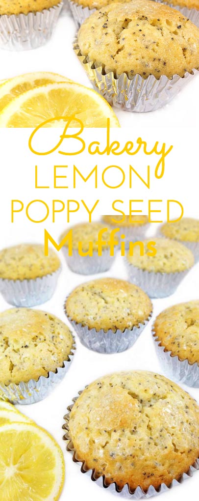 Bakery Lemon and Poppy Seed Muffins are tender, caky bakery-style muffins with cracked & sugary crunchy tops. W/vanilla & almond extracts and lemon zest.