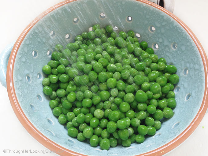 Four Ingredient Easy Pea Salad. Just four ingredients to this pretty & delicious pea salad. Five minutes to the perfect side dish in spring and summer.