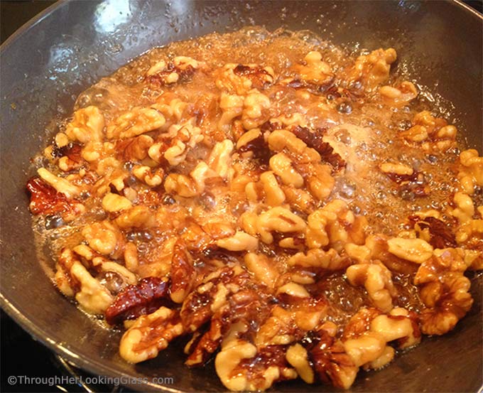 Caramelized Maple Walnuts: my newest addiction. Pure maple syrup makes a lovely candied walnut. Perfection in trail mix, salads, ice cream, oatmeal & more!