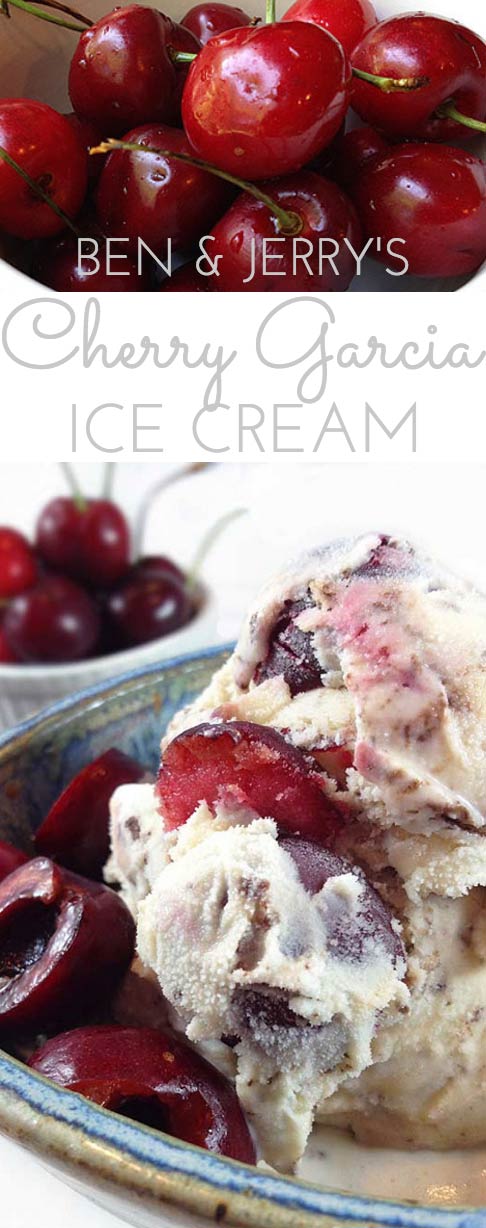 Ben & Jerry's Cherry Garcia Ice Cream is packed with grated chocolate and fresh cherries! A delicious ice cream for all the chocolate and cherry lovers!