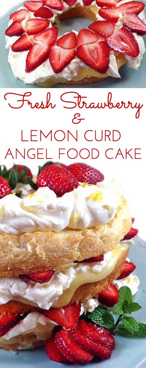 Fresh Strawberry and Lemon Angel Food Cake - Through Her Looking Glass