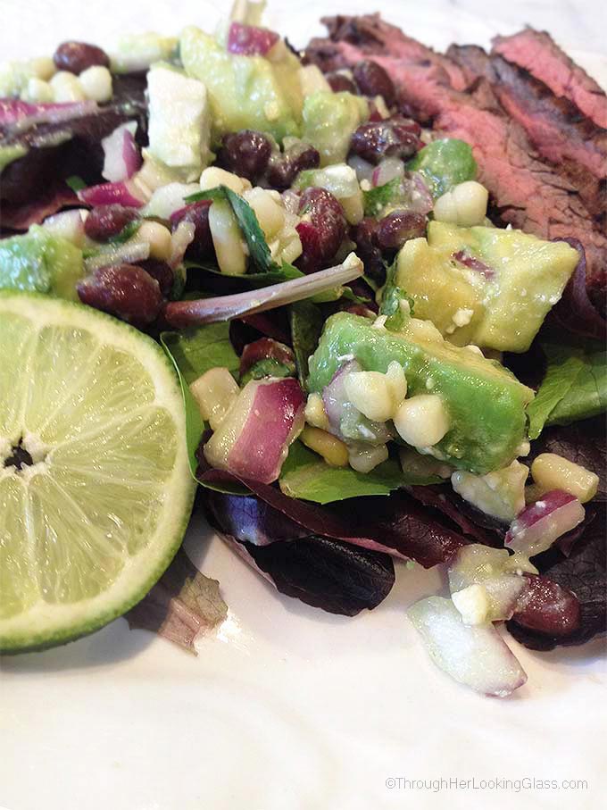 This sweet avocado lime black bean dip disappears faster than I can make it, so I always make a double batch for parties!