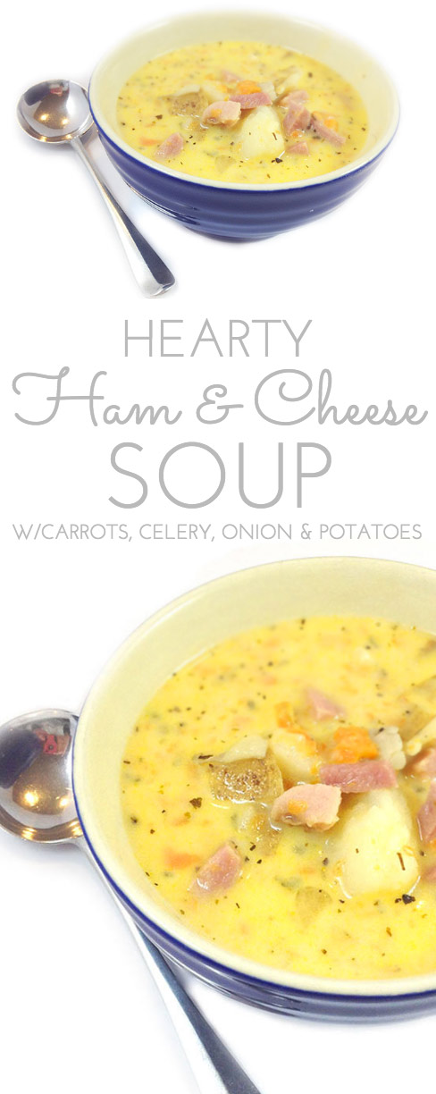 Hearty Ham and Cheese Soup. Chock full of veggies like carrots, potatoes, onion & celery, Ham and Cheese Soup works for a crowd. Perfect fall & winter soup.