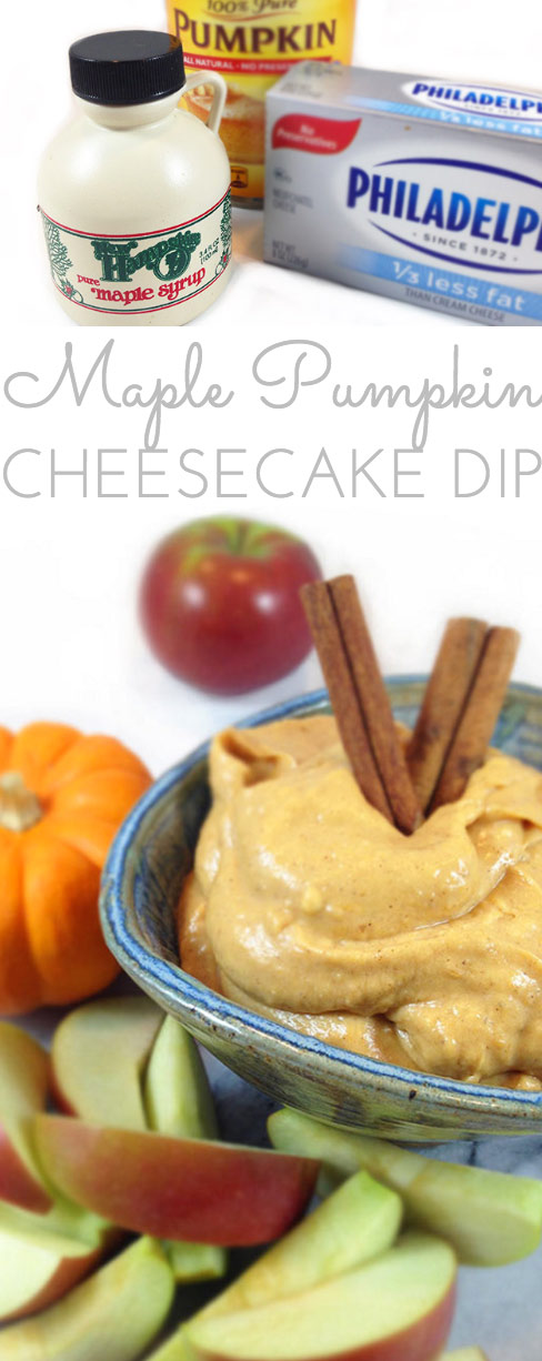 This Cheesecake Pumpkin Maple Dip is a sweet creamy dipper for sliced pears, apples, pretzels and gingersnaps in the fall.