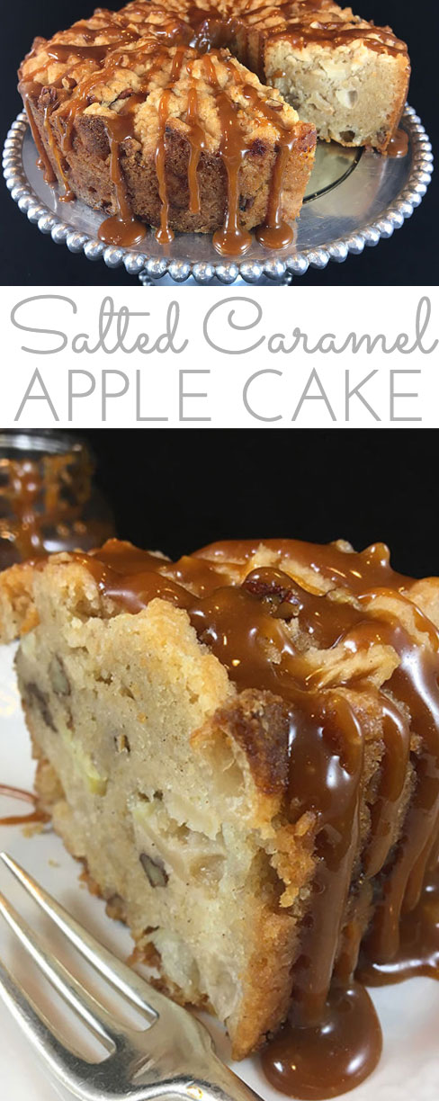 This moist made-from-scratch Salted Caramel Apple Cake is packed with fresh apples and real ingredients. You'll be surprised how easy it is to make.