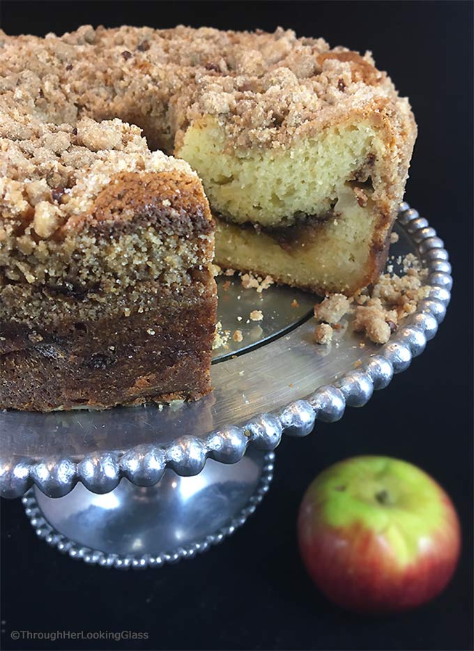 Tender Cinnamon Streusel Apple Coffee Cake: your new favorite sour cream coffee cake. Packed with apples, cinnamon filling & a crumbly cinnamon streusel.