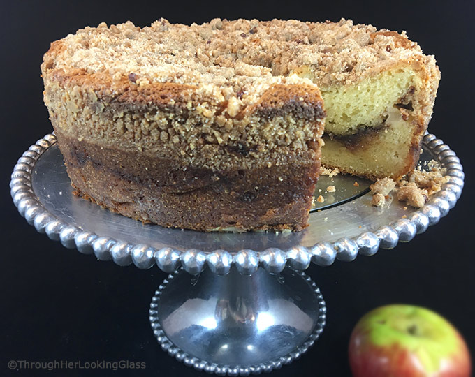 Tender Cinnamon Streusel Apple Coffee Cake: your new favorite sour cream coffee cake. Packed with apples, cinnamon filling & a crumbly cinnamon streusel.