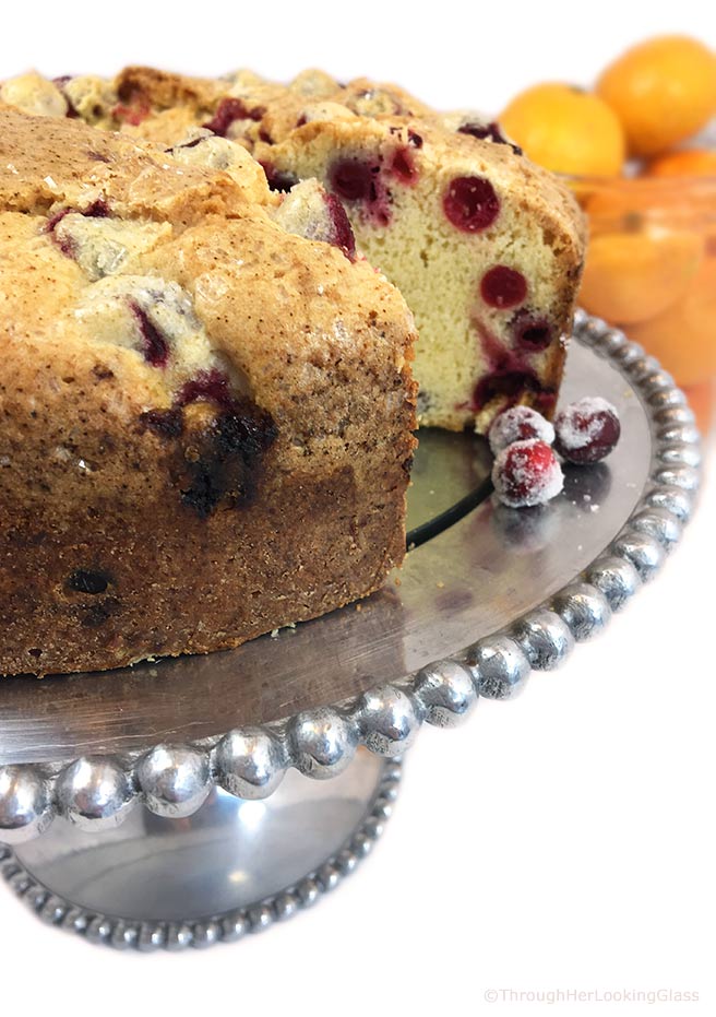 Sugared Cranberry Pound Cake. From-scratch, buttery almond-flavored pound cake is studded with sugared cranberries for a sweet and tart treat that's irresistible on your holiday dessert table