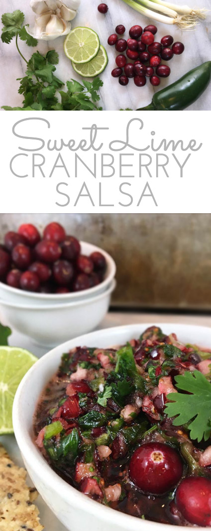 Sweet and tart, tangy and addictive: that's Sweet Lime Cranberry Salsa in a nutshell. So festive and pretty served with fresh cheeses and crackers on the appetizer sideboard.