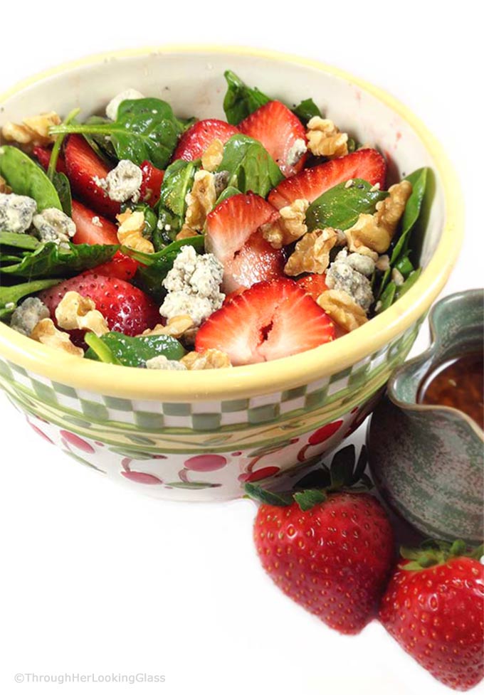 Strawberry Spinach Salad Recipe. A beautiful salad with contrasting greens and brilliant berries. Create the sweet, tangy, homemade dressing in the blender.