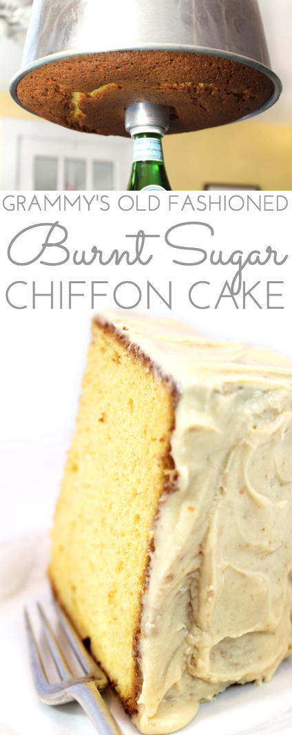 This delicate flavored Old-Fashioned Burnt Sugar Chiffon Cake Recipe is an original family recipe, legend in our house growing up. Step by step directions.