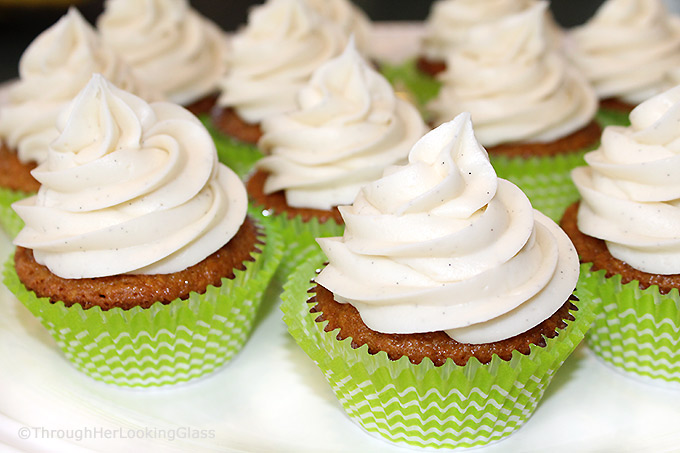 Carrot Cake Cupcakes w/Vanilla Bean Cream Cheese Frosting: tender, carrot cake cupcakes with beautiful texture. Luscious cream cheese icing with vanilla bean flecks. Out of this world good!