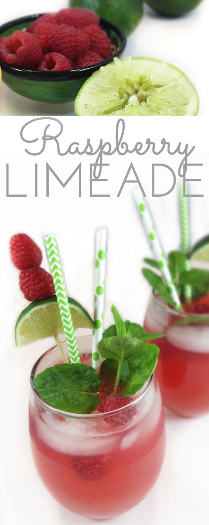 Raspberry Limeade: the perfect fun, summery drink. Cool and refreshing. Sweet and tart. And pink! Says summer and vacation in a fabulously fruity way.