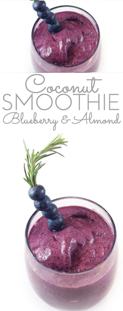 This Blueberry Coconut Almond Smoothie is light, cool, refreshing and tasty. The almonds, blueberries, yogurt and coconut milk make it super nutritious too!