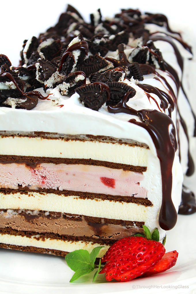 Easy Neapolitan Ice Cream Sandwich Cake Recipe Through Her Looking Glass