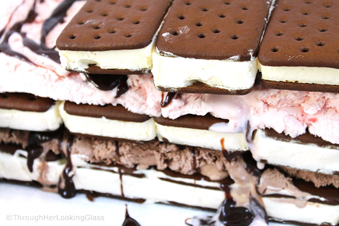 Easy Neapolitan Ice Cream Sandwich Cake Recipe Through Her Looking Glass