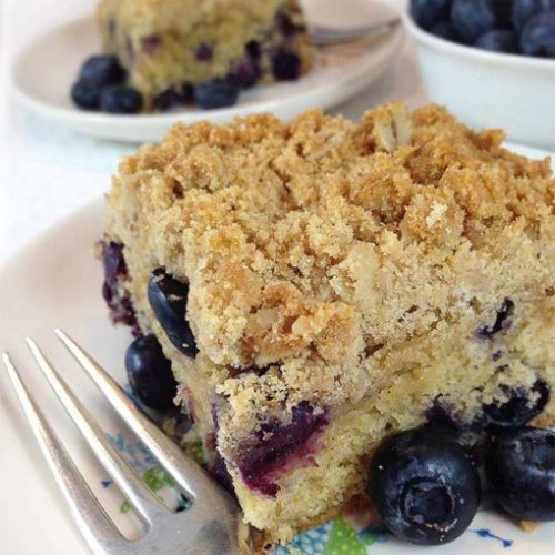 Healthier Oatmeal Streusel Blueberry Breakfast Cake - Through Her ...