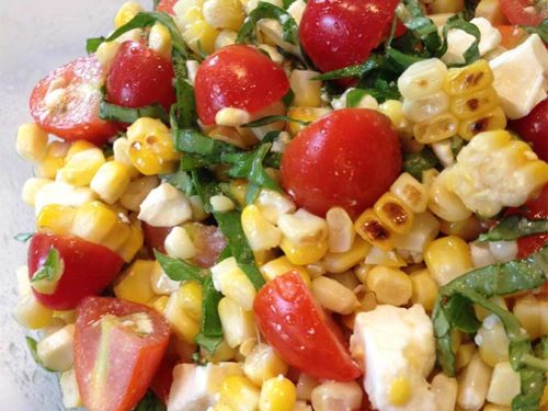 Grilled Corn Basil Tomato Salad